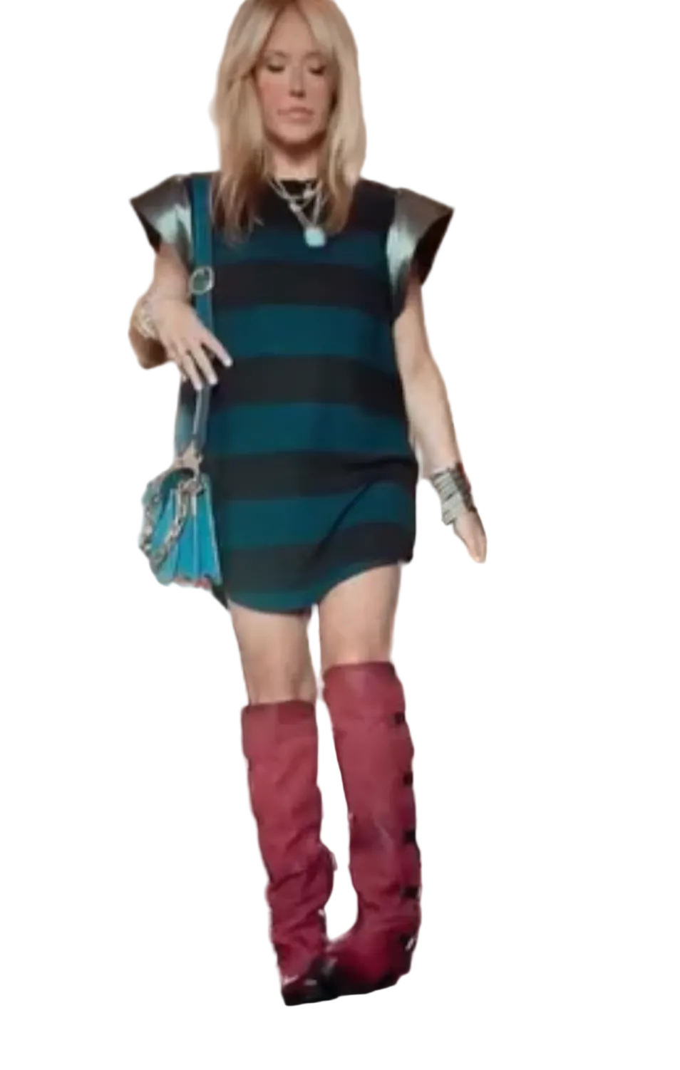 MargotMiss Ruffle Sleeve T-Shirt Dress  Blue & Black Striped Oversize